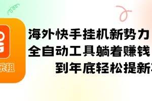 海外快手挂机新势力,利用全自动工具躺着赚钱,坚持到年底轻松提新车