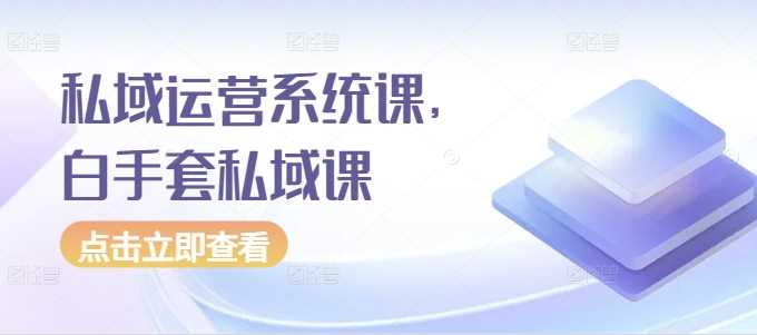 私域运营系统课,白手套私域课