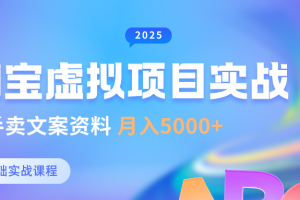 0基础淘宝虚拟项目垂直玩法，新手卖文案资料，月入5000+