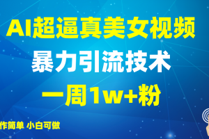 2025AI超逼真美女视频暴力引流，一周1w+粉，操作简单小白可做，躺赚视频收益