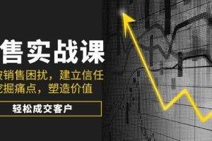 销售实战课，突破销售困扰，建立信任，挖掘痛点，塑造价值，轻松成交客户