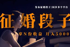 发布征婚段子，同步多个平台，拿N份收益，月入5000+