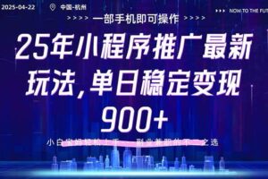 （14494期）25年小程序推广最新玩法，单日稳定变现900+，小白轻松上手