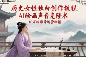 （15186期）历史女性独白创作教程，AI绘画声音克隆术，10万粉账号运营秘籍