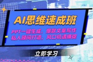 AI思维速成班，PPT一键生成，爆款文案写作，私人顾问打造，风口机遇捕捉