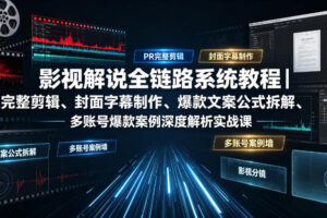 影视解说全链路系统教程｜PR完整剪辑、封面字幕制作、爆款文案公式拆解、多账号爆款案例深度解析实战课