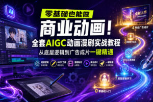 零基础也能做商业动画！全套AIGC动画漫剧实战教程，从底层逻辑到广告成片一键精通