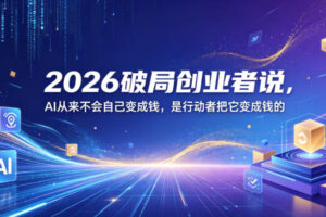 2026破局创业者说，AI从来不会自己变成钱，是行动者把它变成钱的【文档】