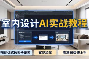 （18216期）2026室内设计AI实战教程，提示词训练改图全覆盖，搭配案例加餐，零基础也能快速上手