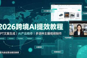 2026跨境AI提效教程·GPT文案生成｜AI产品精修｜多语种主播视频制作，亚马逊运营全套实操课