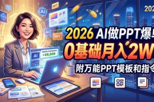 2026 AI做PPT爆单，0基础月入2W，附万能PPT模板和指令