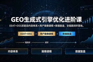 GEO生成式引擎优化进阶课：EEAT+DSS双驱动内容体系×用户画像建模×数据复盘，全链路闭环落地