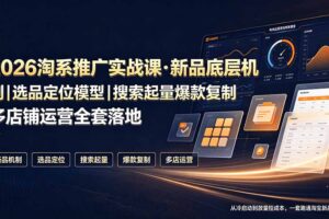 2026淘系推广实战课·新品底层机制｜选品定位模型｜搜索起量爆款复制多店铺运营全套落地教程