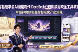 零基础学会AI漫剧制作-DeepSeek豆包即梦剪映全工具教学，掌握神魔修仙题材标准化产出流程