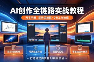 AI创作全链路实战教程｜万字手册·提示词拆解·9节工作流课，打造稳定高质量AI视频作品
