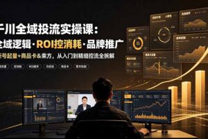 千川全域投流实操课：全域逻辑·ROI控消耗·品牌推广｜新号起量+商品卡&乘方，从入门到精细控流全拆解