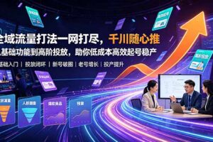 全域流量打法一网打尽，千川随心推从基础功能到高阶投放，助你低成本高效起号稳产