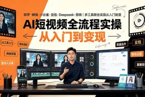 AI短视频全流程实操：即梦·蝉镜·小云雀·豆包·Deepseek·剪映｜多工具联合实操从入门到变现