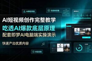 AI短视频创作完整教学，吃透AI爆款底层原理，配套即梦AI电脑端实操演示，快速产出优质内容