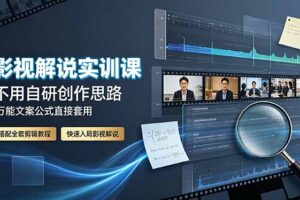 影视解说实训课：不用自研创作思路，万能文案公式直接套用，搭配全套剪辑教程，快速入局影视解说