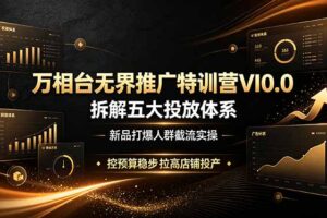 万相台无界推广特训营VI0.0，拆解五大投放体系，新品打爆人群截流实操，控预算稳步拉高店铺投产