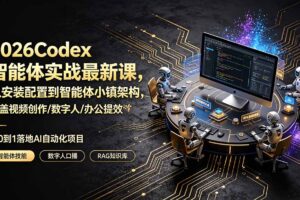 2026Codex智能体实战最新课，从安装配置到智能体小镇架构，涵盖视频创作/数字人/办公提效全技能