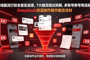 全域截流打粉全套实战课，7大截流模式拆解，多账号养号导流私域，DeepSeek批量制作截流话术素材