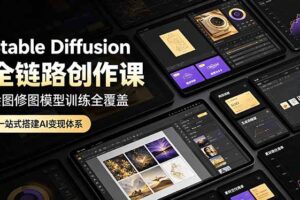 Stable Diffusion全链路创作课，绘图修图模型训练全覆盖，一站式搭建AI变现体系