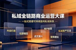 私域全链路商业运营大课，内容打造社群模型成交漏斗，一站式搭建可持续盈利私域体系