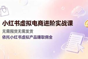 小红书虚拟电商进阶实战课，无需囤货无需发货，依托小红书虚拟产品赚取佣金