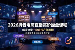 2026抖音电商直播高阶操盘课程，解决流量不稳定投产低问题，数据复盘千川投放全盘优化