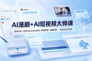 AI漫剧+AI短视频大师课：账号定位+豆包DeepSeek实战+剪映剪辑+漫剧速成，一站式AI创作体系