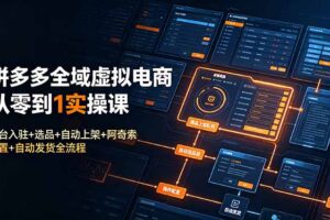 拼多多全域虚拟电商从零到1实操课：平台入驻+选品+自动上架+阿奇索配置+自动发货全流程