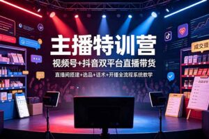 主播特训营：视频号+抖音双平台直播带货，直播间搭建+选品+话术+开播全流程系统教学