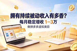 拥有持续被动收入有多香？做拼多多虚拟类目，每月稳定增收 1-3 万
