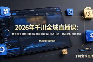 2026年千川全域直播课：起号稳号底层逻辑+流量流速破解+标签打法，精准定位问题根源