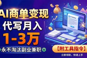 AI商单变现，靠代写月入1-3万，永不淘汰副业兼职【附工具指令】