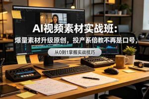 AI视频素材实战班：爆量素材升级原创，投产翻倍不再是口号，0-1系统教学实战落地