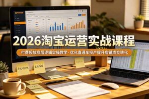 2026 淘宝运营实战课程，付费投放底层逻辑实操教学，优化直通车投产提升店铺成交转化