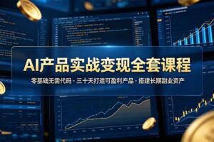 AI产品实战变现全套课程，零基础无需代码，三十天打造可盈利产品搭建长期副业资产