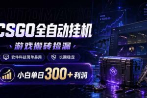 CSGO全自动挂机，游戏搬砖捡漏，软件科技简单易用，长期稳定，小白单日300+利润