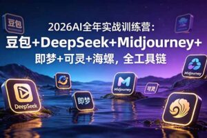 2026AI全年实战训练营：豆包+DeepSeek+Midjourney+即梦+可灵+海螺，全工具链