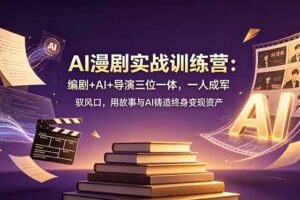 AI漫剧实战训练营：编剧+AI+导演三位一体，一人成军 驭风口，用故事与AI铸造终身变现资产