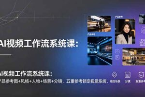AI视频工作流系统课：产品参考图+风格+人物+场景+分镜，五重参考锁定视觉系统，稳定产出高质量视频