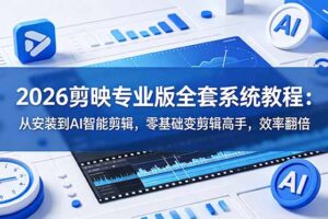 2026剪映专业版全套系统教程：从安装到AI智能剪辑，零基础变剪辑高手，效率翻倍