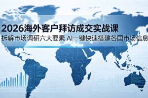 2026海外客户拜访成交实战课：拆解市场调研六大要素，AI一键快速搭建各国市场信息库