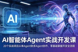AI智能体Agent实战开发课：20个实战项目从单Agent到多Agent协作，零基础掌握开发全流程