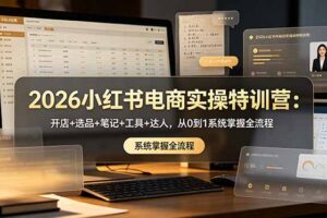 2026小红书电商实操特训营：开店+选品+笔记+工具+达人，从0到1系统掌握全流程
