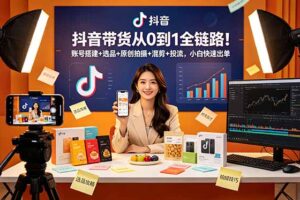 抖音带货从0到1全链路！账号搭建+选品+原创拍摄+混剪+投流，小白快速出单