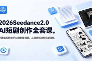 2026Seedance2.0AI短剧创作全套课，零基础系统教学AI漫剧短视频，从灵感到成片完整落地